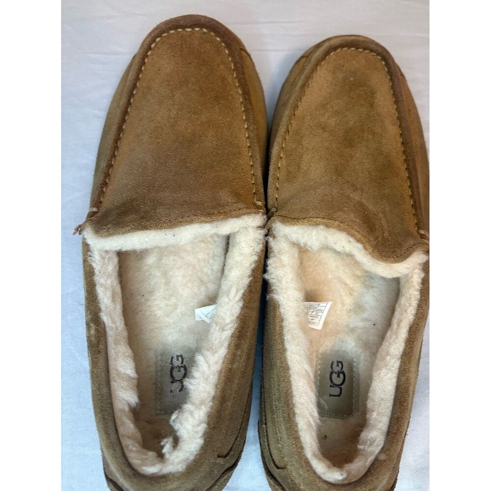 UGG Ascot Chestnut Suede Shearling Slippers Men’s Size 12